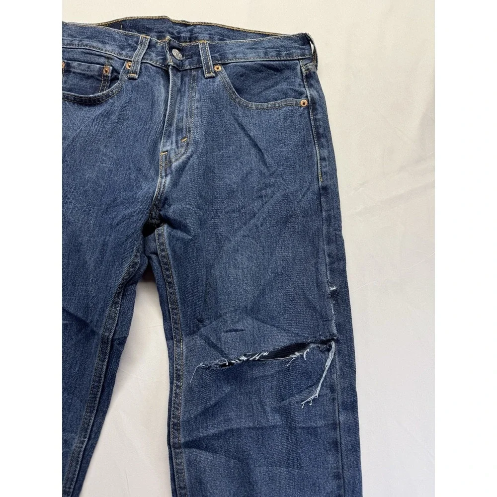 Levi's 505 Men's Jeans 29x30 Blue‎ Denim Straight Leg Zip Fly Classic USA *hole